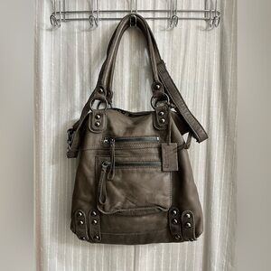 Linea Pelle DYLAN TOTE Leather Crossover Shoulder Bag PURSE Brown